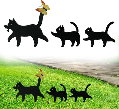 Imagen del producto de Juego de 3 estacas decorativas de metal para jardín, color , con diseño de mariposa, para uso en exteriores