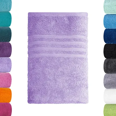 Produktbild von Lavea® Badetuch 100x150 cm, Saunahandtuch Bali für Damen & Herren, großes Duschtuch, Saunatuch, saugstarkes Handtuch, 100% GOTS Baumwolle, Premium Frottier, Flieder
