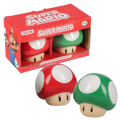 Immagine prodotto di Paladone Set Saliera E Pepiera Super Mario Mushroom - Vetroceramica, Licenza Nintendo