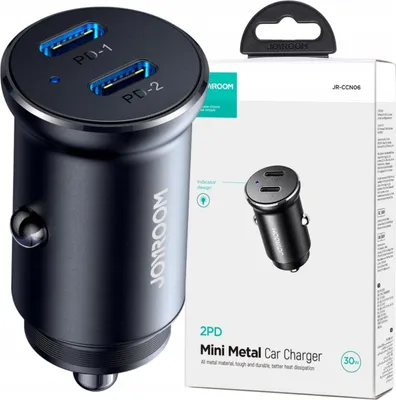 Image de JOYROOM Car Charger Joyroom JR-CCN06, 30W, 3A, 2 x USB-C, Black