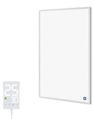 Image de Panneau infrarouge mural, chauffage 600 watts, 59x120 cm, blanc, résistant aux éclaboussures, idéal pour la salle de bain