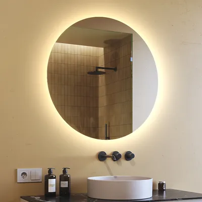 Obrázok produktu pre Zrkadlo s osvetlením 80 cm- Okrúhle kúpeľňové zrkadlo s LED osvetlením - Neutrálna biela 4500K - LED kúpeľňové zrkadlo OKR082