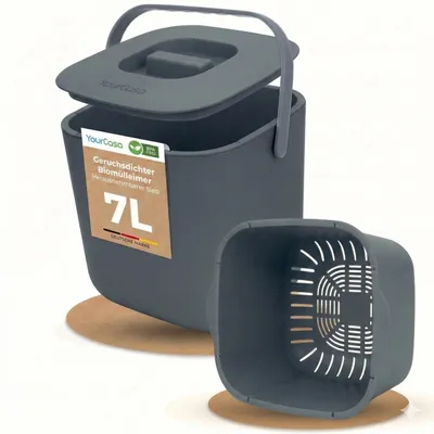 Produktbild von YourCasa® Biomülleimer Küche Komposteimer - 7L - Biomüll Behälter für alltäglichen Biomüll in der Küche Anthrazit