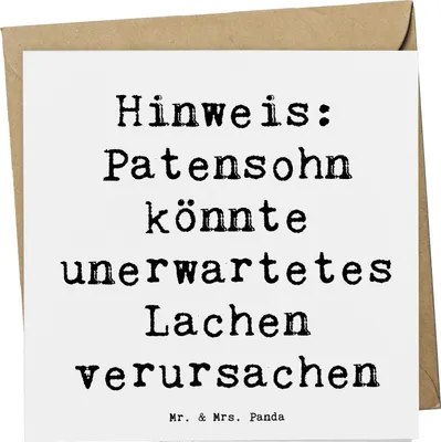 Produktbild von Mr. & Mrs. Panda Grußkarte Spruch Unerwartetes Lachen Patensohn - Weiß - Geschenk, Überraschung, doppelkarte, Familienmitglieder, anlasskarte, Freude, Dankeschön, Humor