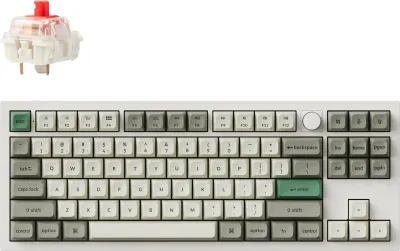 Produktbild von Keychron Q3 Max QMK/VIA Kabellose Mechanische Tastatur, QWERTY US, Knob, Shell White / Gateron Jupiter Red Q3M-P1