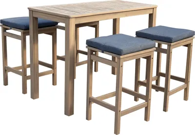Produktbild von Stehimbiss ARUBA aus Akazienholz 4 Plätze - graue Kissen