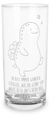 Produktbild von Mr. & Mrs. Panda Trinkglas Schildkröte Pfeifen 400 ml - Transparent - Geschenk, Depression, Longdrinkglas, Schildkröten, Wasserglas, Tumbler, Cocktailglas, Trennung, Glas