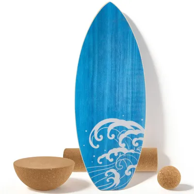 Image de Kit de planche d'équilibre pour le surf - Planche d'équilibre - 4 en 1 - Bois de noyer - Entraînement en intérieur - Pour adultes - Couleur B