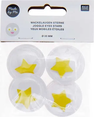 Obrázok produktu pre Pohyblivé oči Ø 35 mm – žltá hviezda