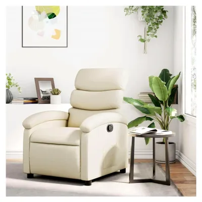 Produktbild von Relaxsessel Creme Kunstleder Lesesessel Bequemer Sessel Mit Schlaffunktion Ohrensessel