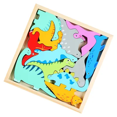 Obrázok produktu pre Drevená puzzle s dinosaurom pre deti