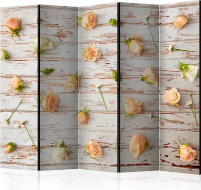 Produktbild von Akusticher Raumteiler Blumen Foto Paravent 225x172 cm beidseitig auf Vlies-Leinwand bedruckt Akustikschaum Trennwand Spanische Wand Sichtschutz Home Office Natur Botanik Rosen f-C-0153-z-c