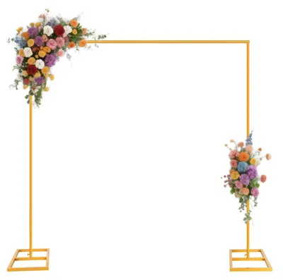 Image de Arche de mariage - Structure métallique - Arche de ballons - Arche de fleurs - Arche décorative - Dimensions : 2 x 2 - Couleur : Or