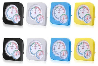 Zdjęcie produktu dla Zestaw 8 sztuk analogowych termohigrometrów – urządzenie 2 w 1 do pomiaru temperatury i wilgotności