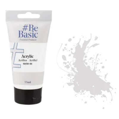 Produktbild von Be Basic Acrylfarbe Weiß 75ml – Hohe Deckkraft, Schnelltrocknend, für Leinwand, Holz & Papier