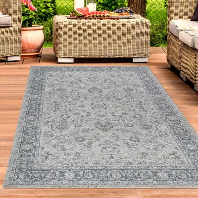 Immagine prodotto di Tappeto di design con motivi ornamentali vintage per interni ed esterni grigio Dimensioni - 80 x 150 cm