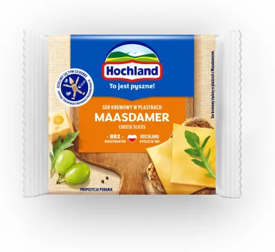 Zdjęcie produktu dla Hochland Maasdamer. Ser kremowy topiony w plastrach 130 g