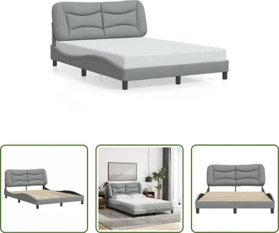 Produktbild von The Living Store Bettgestell mit Kopfteil Hellgrau 120x200 cm Stoff