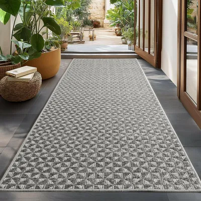 Image de Ayyildiz | Tapis d'extérieur Ibiza - 160 cm x 230 cm - Gris - Design géométrique - Résistant aux intempéries