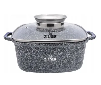 Image de Casserole rectangulaire de 3,5 litres, 22 cm, de la marque ZILNER, couleur grise, modèle ZL-7058