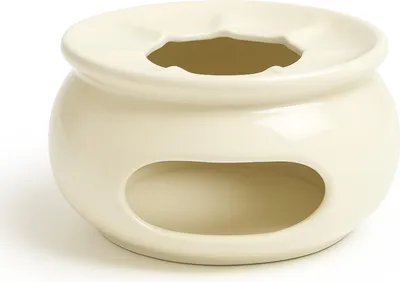 Produktbild von Bunzlauer Keramik Stövchen Ø13,9 cm H=7,4 cm – Teewärmer für Teekannen, Dekor Creme weiß