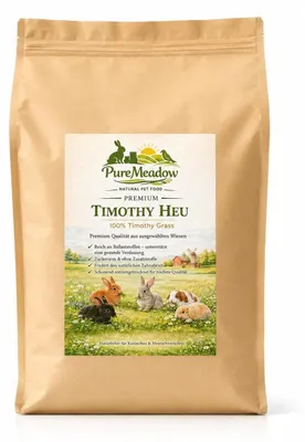 Imagen del producto de Timothy Heu 3 kg - Alimento para animales - Conejos/Cobayas - Chinchillas/Liebres - Natural - De alta calidad y con bajo contenido de polvo - Comida para animales