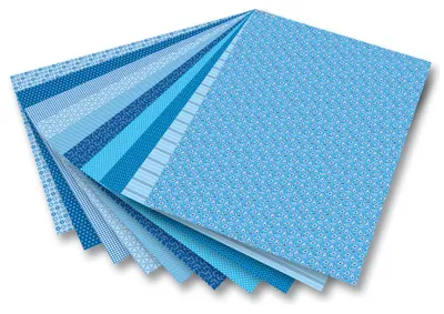 Produktbild von folia 46409 Motivkarton Basics 270 g/m², 50 x 70 cm, 10 Motive, blau, 10-teilig (1 Set)