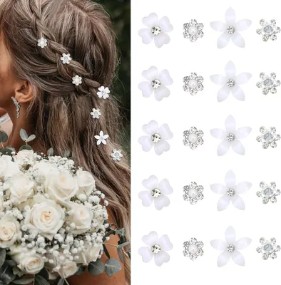 Immagine prodotto di INF Elegante Set di Accessori per Capelli con Strass - 20 Pezzi D'argento