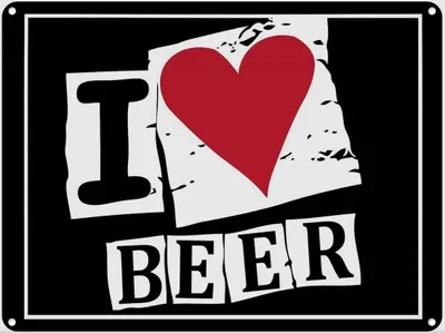 Image de vianmo Plaque en tôle 30x40 cm Alkohol I Love Beer (Herz)