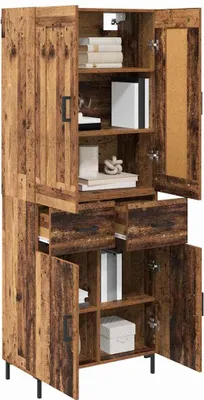 Immagine prodotto di vidaXL Credenza alta con cassetti, 2 pezzi, legno riciclato e pannelli in legno