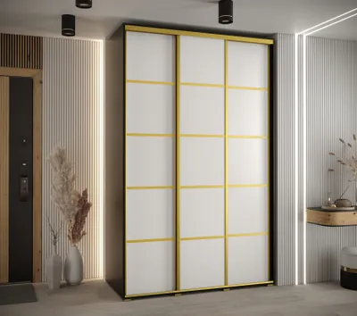Obrázok produktu pre Šatníková skriňa YVONA 4 - 150/60 cm, čierna / biela / zlatá