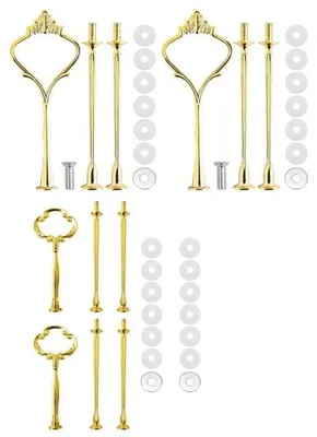 Etagèrestangen Gold, 4 Sets, 3-lagig, 32 cm, verstellbar