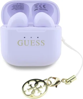 Produktbild von Słuchawki Tws Guess Glanzeffekt gedruckt klassisches Logo & Charme Lawendowy