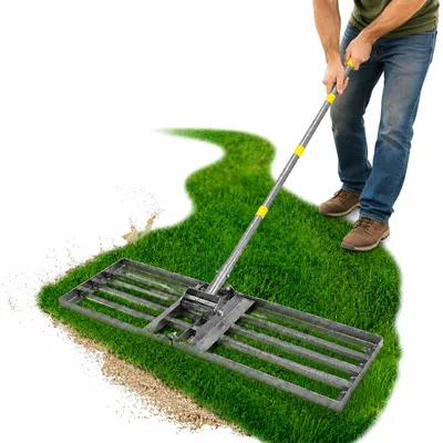 Rasen-Nivellierharke 76x25 cm, 213 cm Stiel, robust
