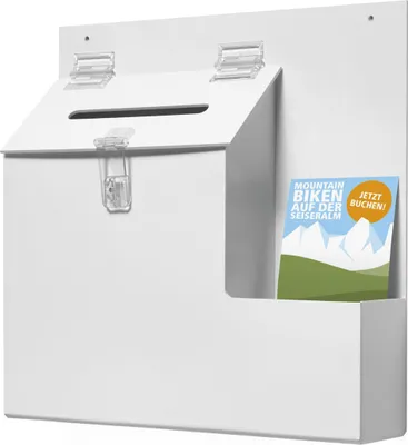 Produktbild von Magnetoplan 79803 Vorschlagbox mit Schloss, weiß 1/3 A4 Hochformat, 2 Fächer, 4 Ablagen
