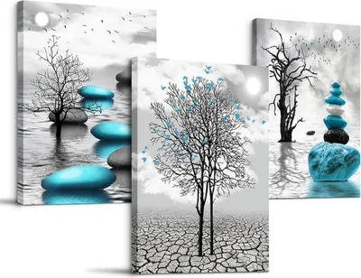 Image de Noir et blanc Paysage Tableaux muraux Salon Décoration 30x40cm Set de 3