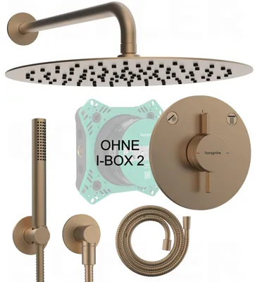 Produktbild von HANSGROHE DuoTurn S Unterputz Armatur Mischer | inkl. BOFLER Duschset Duschanlage Duschsystem #12-O, Regendusche Ø30cm, Brauseset, PVD brushed BRONZE
