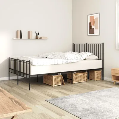 Immagine prodotto di Maison Exclusive - Struttura letto con testiera e pediera in metallo nero 120x190 cm
