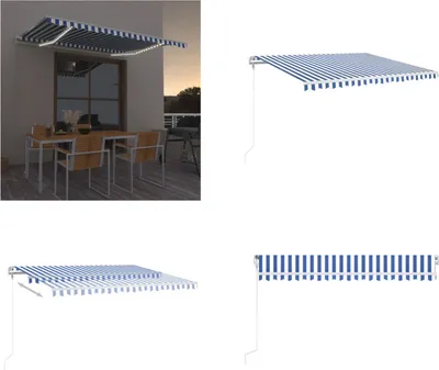 Produktbild von vidaXL Automatische Markise mit LED & Windsensor 450x350 Blau und Weiß - Markise - Markisen - Sonnendach - Sonnendächer