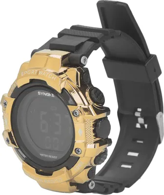 Produktbild von Sportuhr Digitaluhr Großer LED Bildschirm Hintergrundbeleuchtung 5bar Wasserdicht Datum Alarm Chronograph Armbanduhr für Männer Outdoor Gold