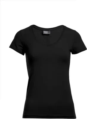 Produktbild von Slim-Fit V-Ausschnitt T-Shirt Plus Size Damen, Schwarz, XXL