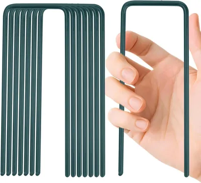 Imagen del producto de Anclajes en U - Estacas para jardín, estables - Para fijación en exteriores - Acero inoxidable - 50 unidades - Color verde