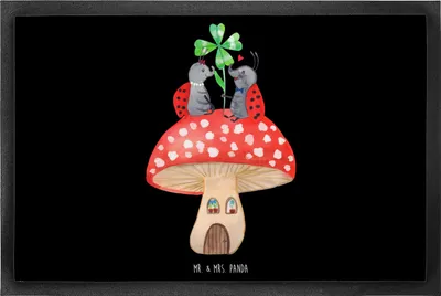 Produktbild von Mr. & Mrs. Panda fußmatte Marienkäfer Fliegenpilz 60 x 90 cm - Schwarz - Geschenk, Haus, Türvorleger, Wohnung, Schmutzfangmatte, Lustige Sprüche, Bodenvorleger, Zuhause