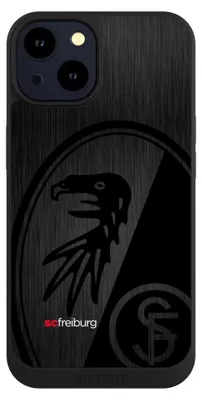 Produktbild von NIVOCASE Handyhülle für Apple iPhone 14  Hülle NIVOpure Case Schwarz Metallic Look Offizielles Lizenzprodukt SC Freiburg