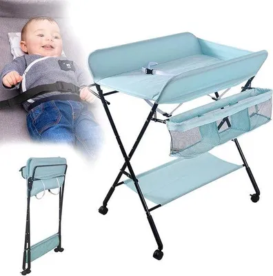 Produktbild von Faltbarer Wickeltisch – Baby-Wickeltisch – Wickelmöbel für zu Hause – 3 Höhenstufen – 80x66x98 cm – Blau