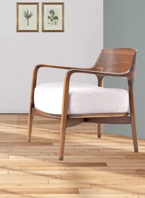 Produktbild von Holz Relaxsessel Polstersessel Vollholzsessel Design Holzstuhl Sessel