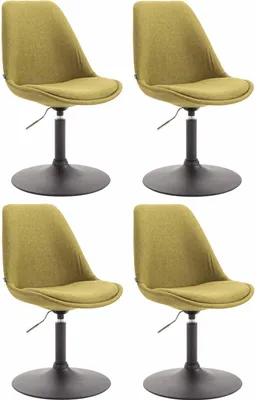 Image de Lot de 4 chaises de salle à manger CLP Maverick en tissu, pivotantes et réglables en hauteur en continu, tissu vert, piètement noir