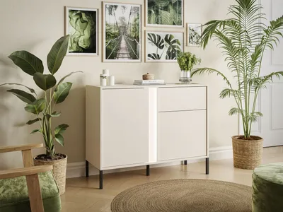 Produktbild von DELLE beige 103 cm Kommode mit Schublade und led