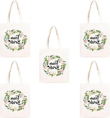 Image de Sacs cabas blancs en coton 26 x 33 cm, lot de 5
