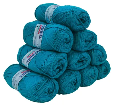 10 x 50g Strickgarn TEREZKA 100% Baumwolle, ozeanblau